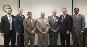 Autonomy Symposium: From left, Dylan Hazelwood, Jim Short, Bala Balachandran, Davinder Anand, Millard Firebaugh, Political Guy, Darryl Pines