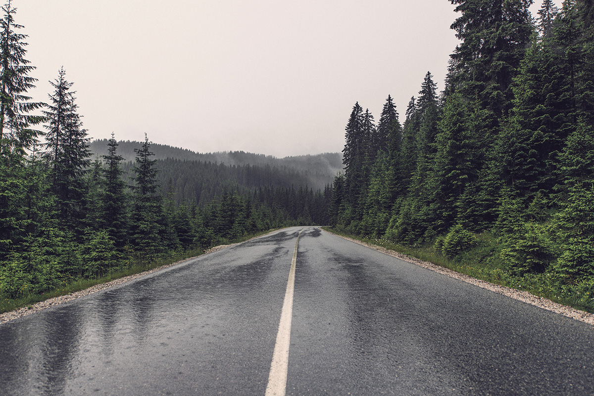 Rain on highway