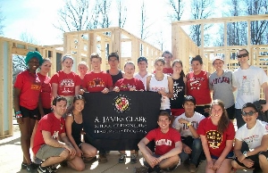 Clark engineering students pose during an alternative spring break service trip.