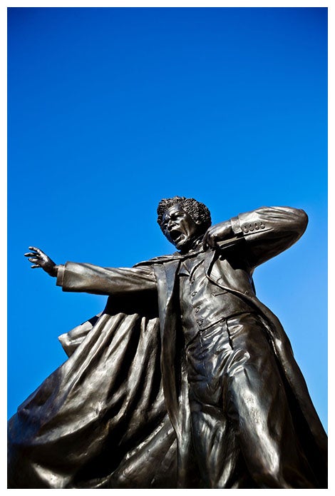 Photograph of Frederick Douglas Statue - looking upward towards the sky