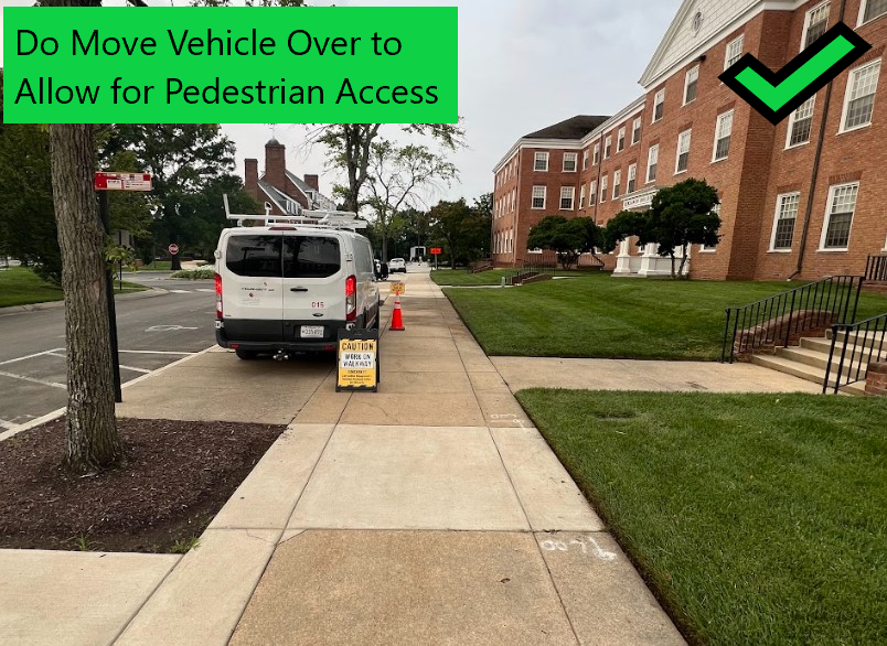 Properly parked vehicle on pathway