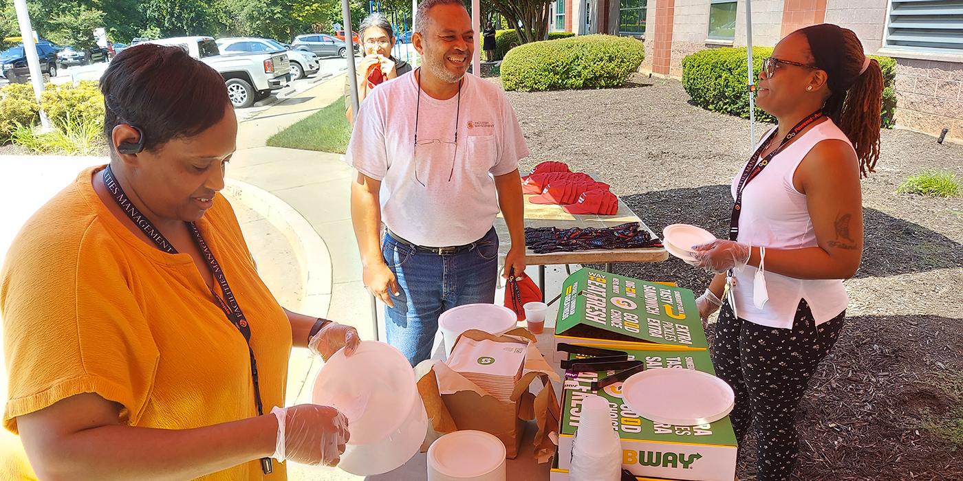 Serving food at Ice Cream Social