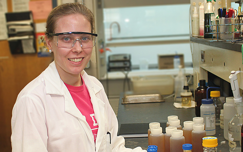 Graduate student in the environmental engineering lab