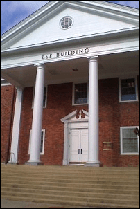 Front steps of the Lee Building on campus