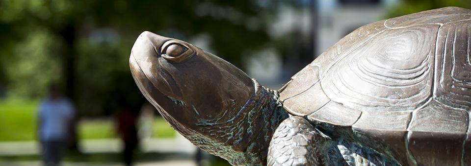 Side view of Tesudo (the Statue) at the McKeldin Library