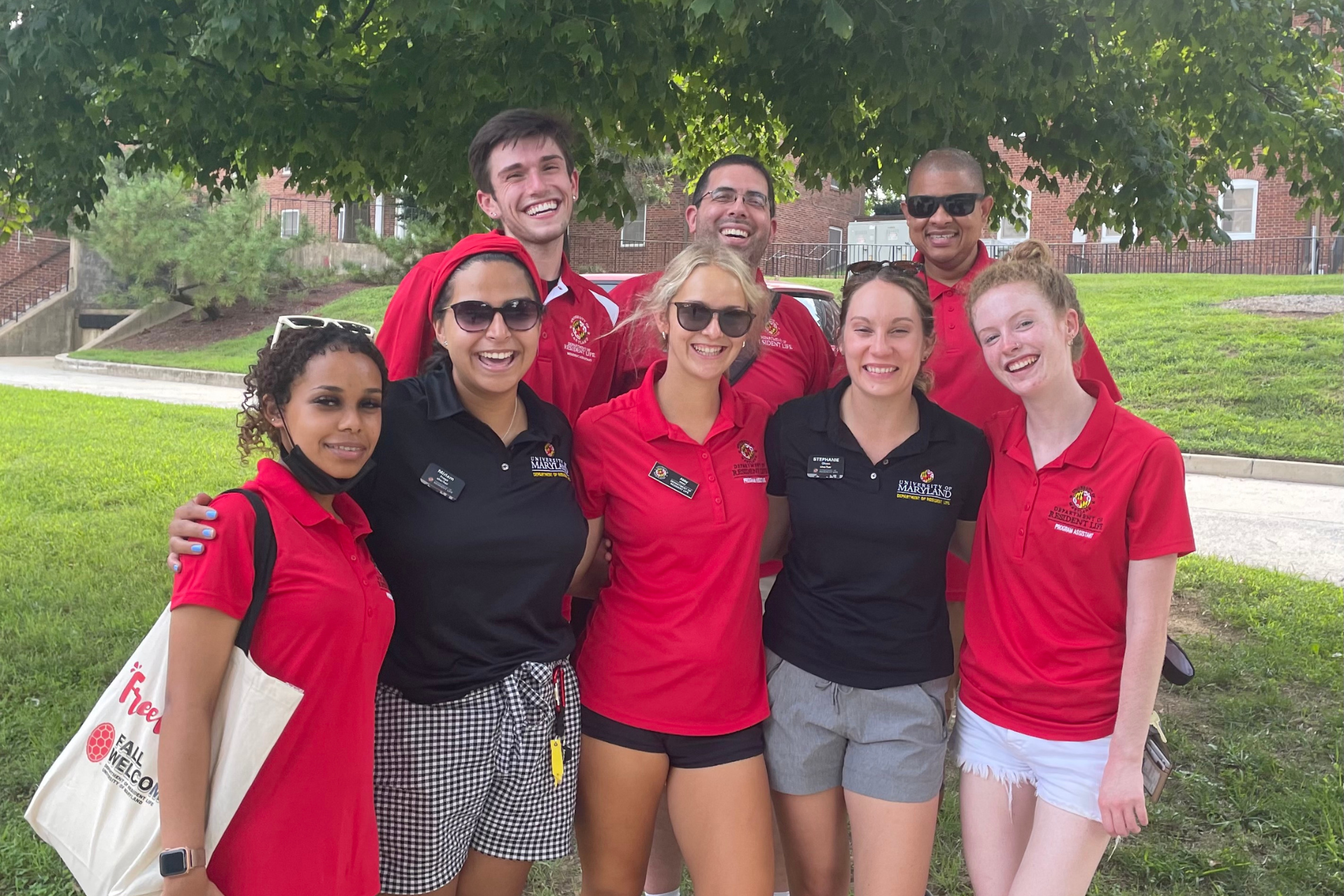 DRL staff posing for group shot outside during fall welcome