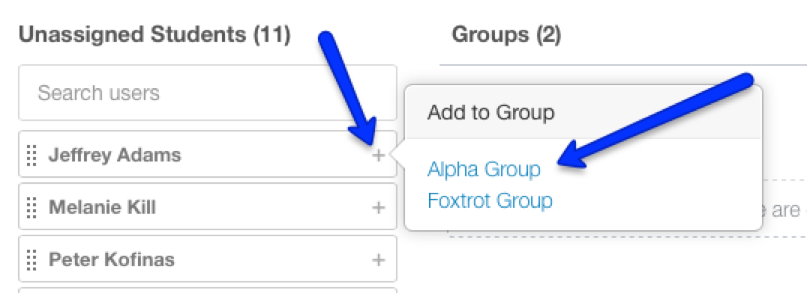 Add students to groups