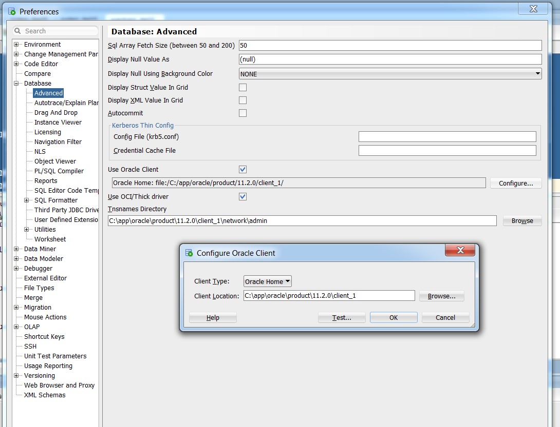 Configuring the Oracle Client