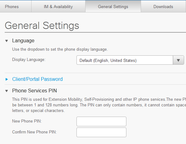 Phone Services PIN Fields