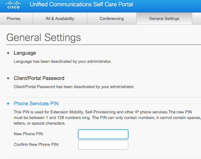 General Settings Menu