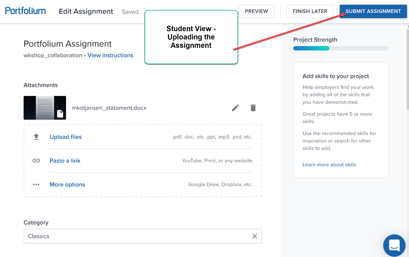 Click Submit Assignment