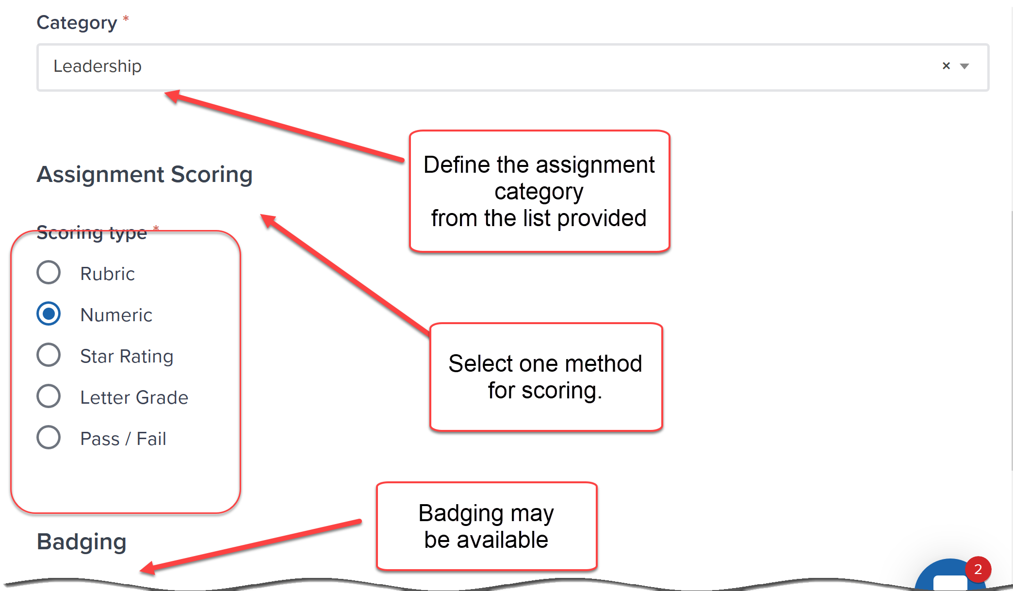 Assign a category and scoring