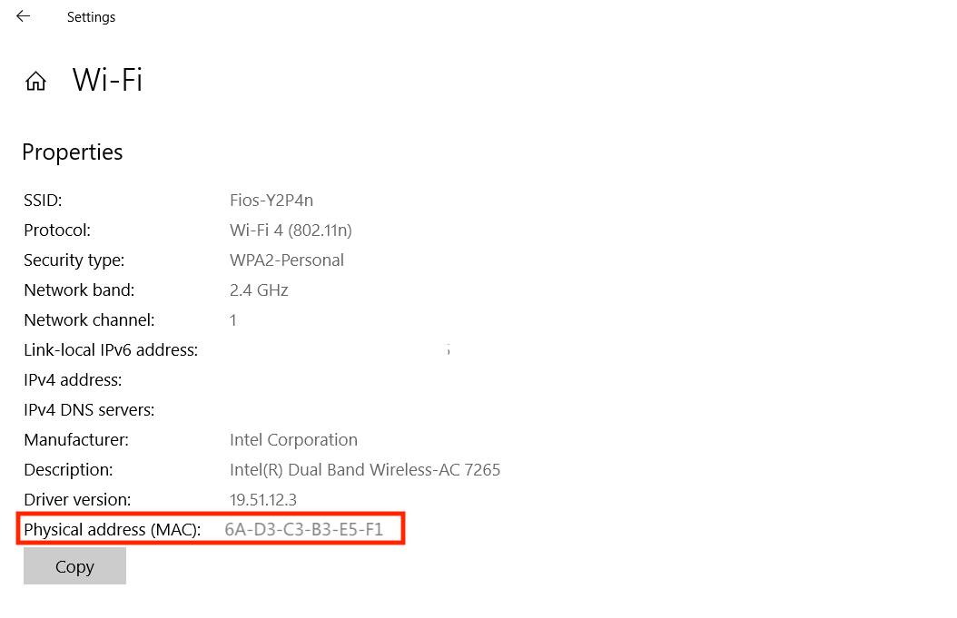 physical address wireless