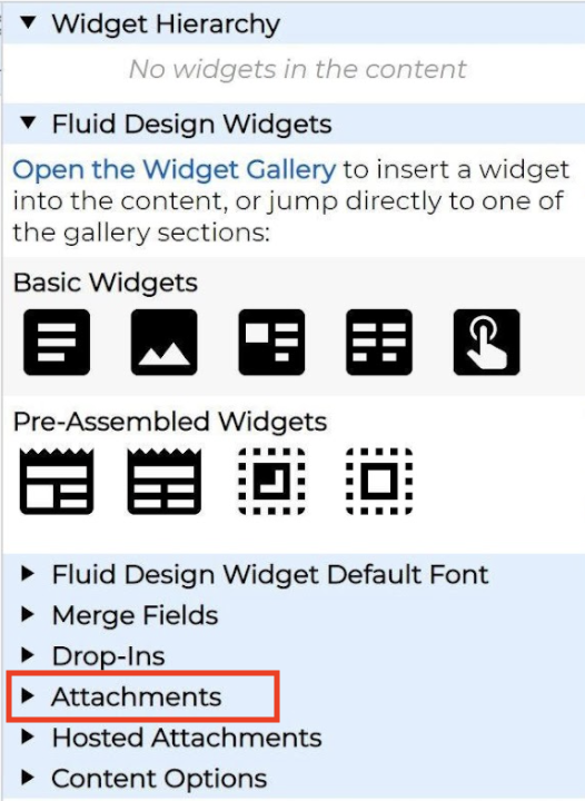 Screenshot showing the location of the attachments feature.