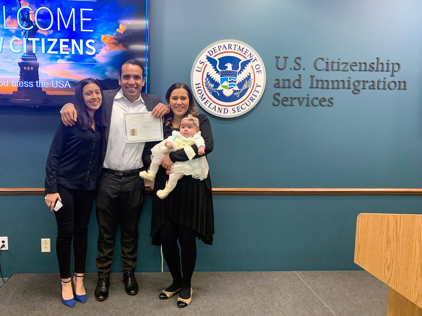 Gutierrez pictured with his wife and daughters