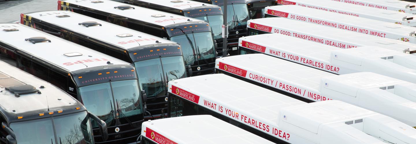 SHUTTLE busses lined up