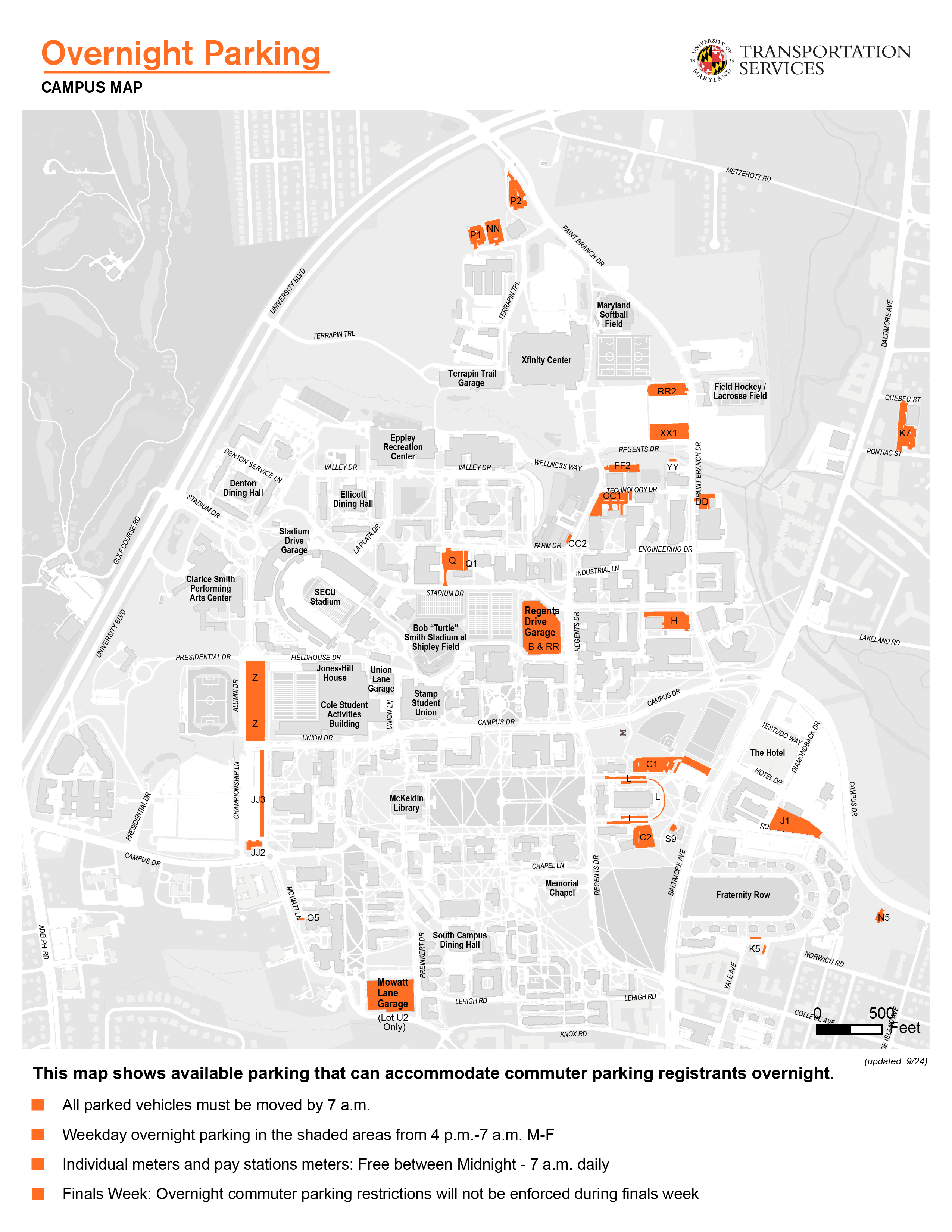 Overnight Parking Lots at UMD